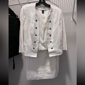 White House Black Market cream skirt suit